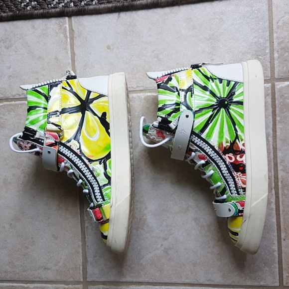 GIUSEPPE ZANOTTI Multi Colour Leather Sneakers Size 37 - Picture 5 of 10